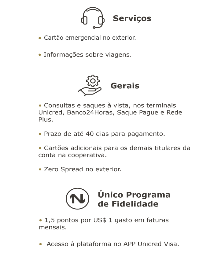 Cartão Visa Unicred Business serviços, itens gerais e beneficios do unico programa de fidelidade