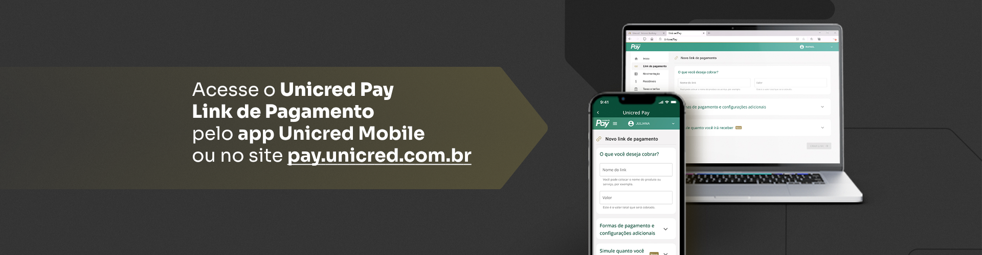 Acesse o Unicred Pay pelo app